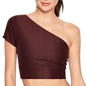 VICTORIA SPORT One Shoulder Asymmetrical Cropped Active Top, Size Small